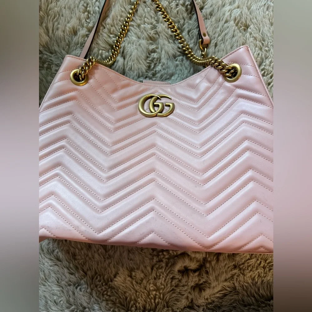 Authentic Gucci Marmont Apollo Chevron Tote Shoulder Crossbody Bag - Picture 11 of 15